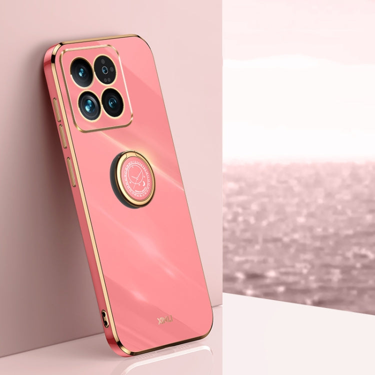 For Xiaomi 14 Pro XINLI Straight Edge 6D Electroplate TPU Phone Case with Ring Holder(Hawthorn Red) - 14 Pro Cases by XINLI | Online Shopping South Africa | PMC TechLife | Buy Now Pay Later Mobicred