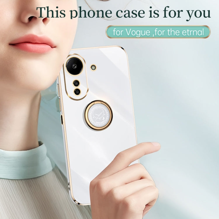 For Xiaomi Redmi 13C 4G XINLI Straight Edge 6D Electroplate TPU Phone Case with Ring Holder(White) - 13C Cases by XINLI | Online Shopping South Africa | PMC TechLife | Buy Now Pay Later Mobicred
