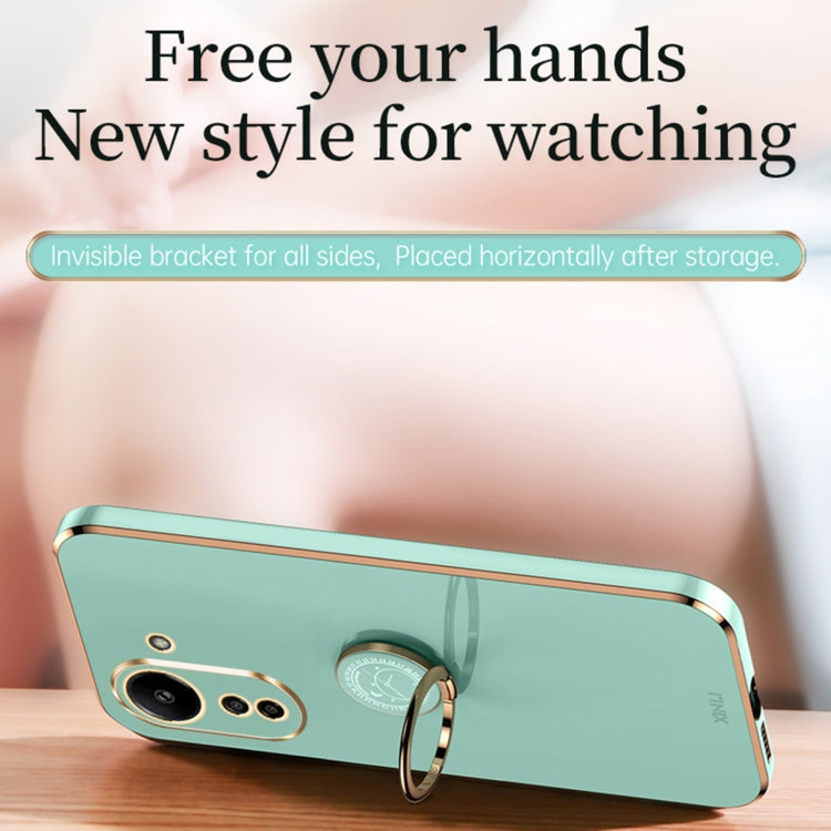 For Xiaomi Redmi 13C 4G XINLI Straight Edge 6D Electroplate TPU Phone Case with Ring Holder(White) - 13C Cases by XINLI | Online Shopping South Africa | PMC TechLife | Buy Now Pay Later Mobicred