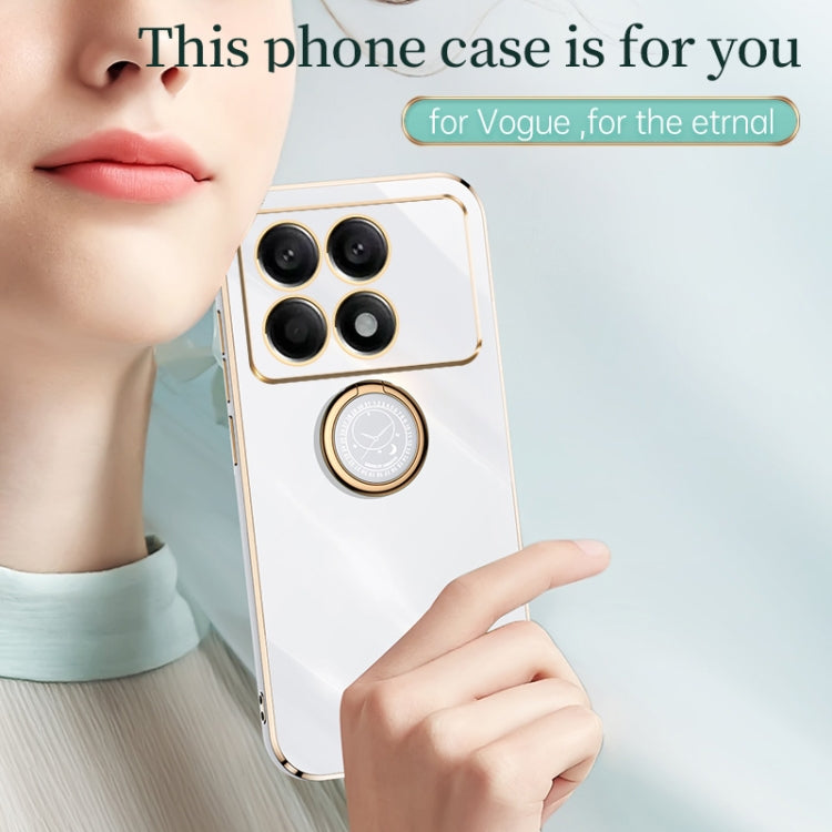 For Xiaomi Redmi K70 XINLI Straight Edge 6D Electroplate TPU Phone Case with Ring Holder(Cherry Purple) - K70 Cases by XINLI | Online Shopping South Africa | PMC TechLife | Buy Now Pay Later Mobicred