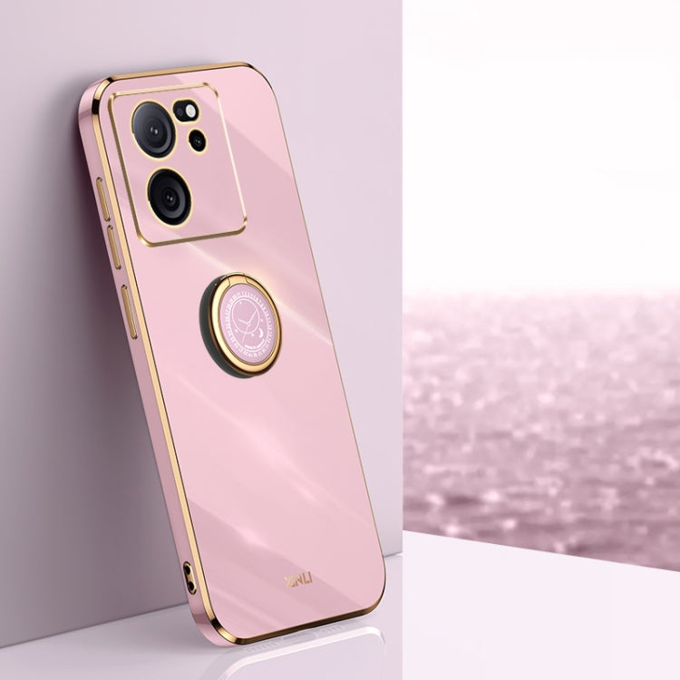For Xiaomi Redmi K60 Ultra / Mi 13T XINLI Straight Edge 6D Electroplate TPU Phone Case with Ring Holder(Cherry Purple) - Redmi K60 Ultra Cases by XINLI | Online Shopping South Africa | PMC TechLife | Buy Now Pay Later Mobicred