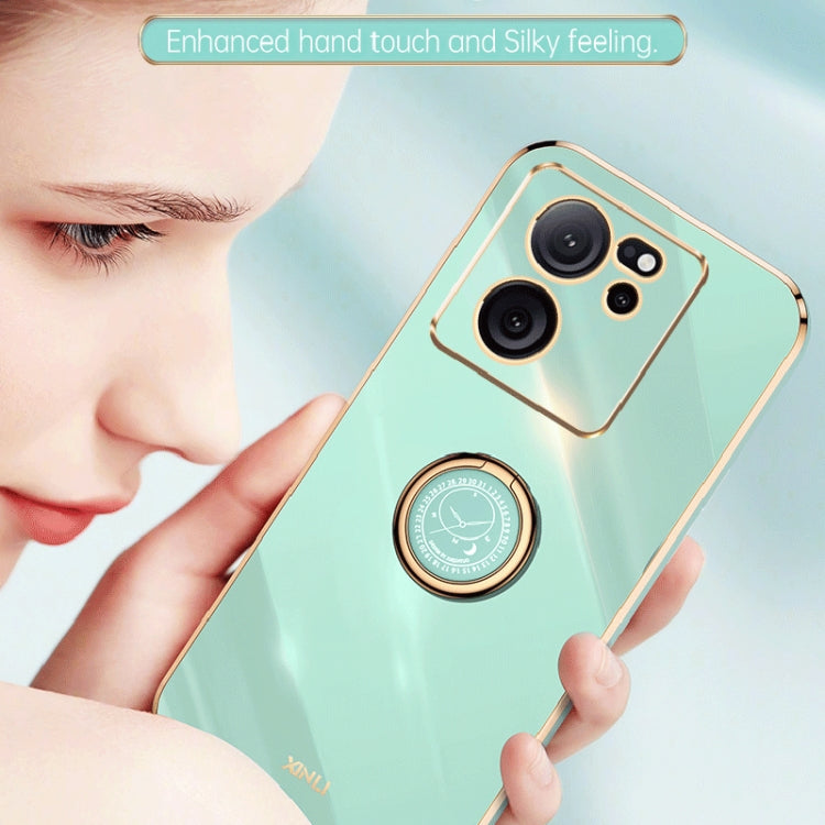 For Xiaomi Redmi K60 Ultra / Mi 13T XINLI Straight Edge 6D Electroplate TPU Phone Case with Ring Holder(Cherry Purple) - Redmi K60 Ultra Cases by XINLI | Online Shopping South Africa | PMC TechLife | Buy Now Pay Later Mobicred