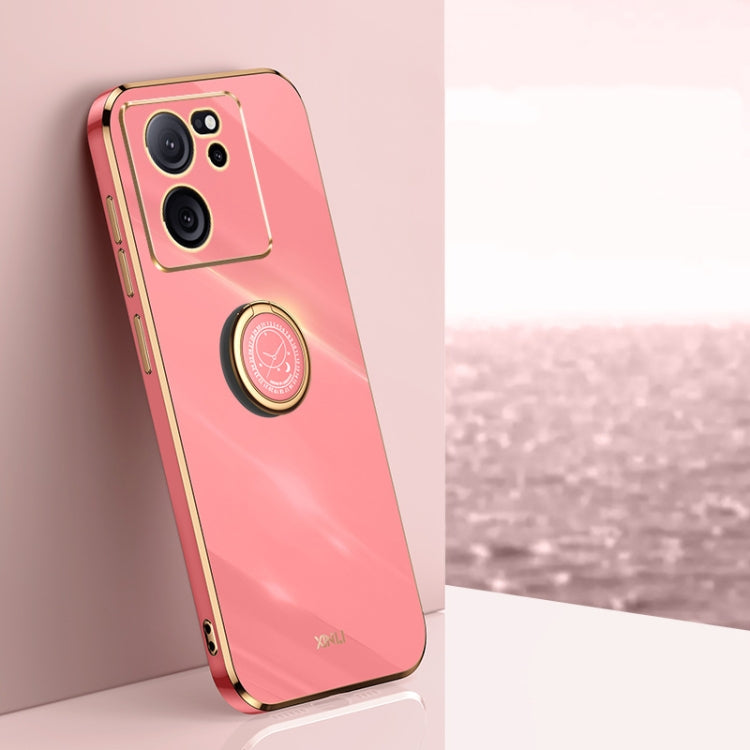 For Xiaomi Redmi K60 Ultra / Mi 13T XINLI Straight Edge 6D Electroplate TPU Phone Case with Ring Holder(Hawthorn Red) - Redmi K60 Ultra Cases by XINLI | Online Shopping South Africa | PMC TechLife | Buy Now Pay Later Mobicred
