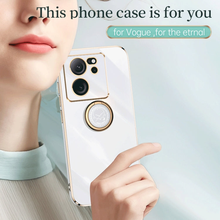 For Xiaomi Redmi K60 Ultra / Mi 13T XINLI Straight Edge 6D Electroplate TPU Phone Case with Ring Holder(White) - Redmi K60 Ultra Cases by XINLI | Online Shopping South Africa | PMC TechLife | Buy Now Pay Later Mobicred