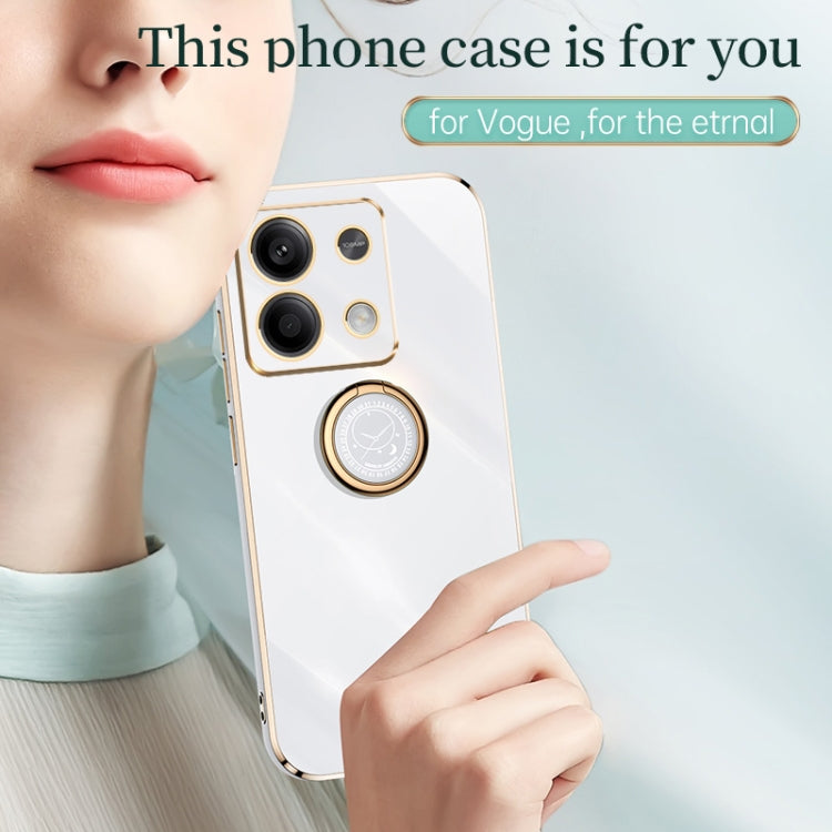 For Xiaomi Redmi Note 13 4G XINLI Straight Edge 6D Electroplate TPU Phone Case with Ring Holder(Cherry Purple) - Note 13 Cases by XINLI | Online Shopping South Africa | PMC TechLife | Buy Now Pay Later Mobicred