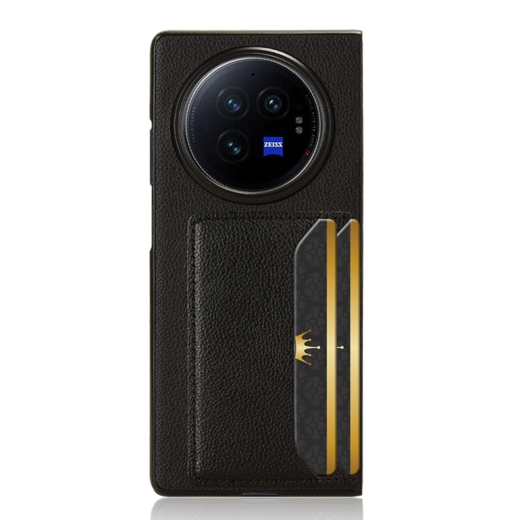 For vivo X Fold3 Litchi Texture Card Slots Back Cover Phone Case(Black) - vivo Cases by PMC TechLife | Online Shopping South Africa | PMC TechLife | Buy Now Pay Later Mobicred