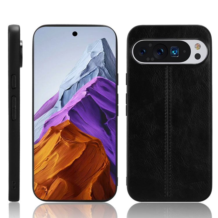 For Google Pixel 9 Pro Sewing Cow Pattern Skin PC + PU + TPU Phone Case(Black) - free shipping - PMC TechLife - Order now!