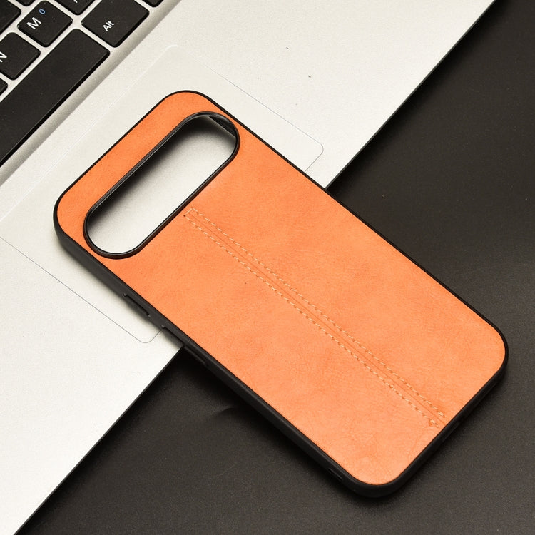 For Google Pixel 9 Sewing Cow Pattern Skin PC + PU + TPU Phone Case(Orange) - Google Cases by PMC TechLife | Online Shopping South Africa | PMC TechLife | Buy Now Pay Later Mobicred