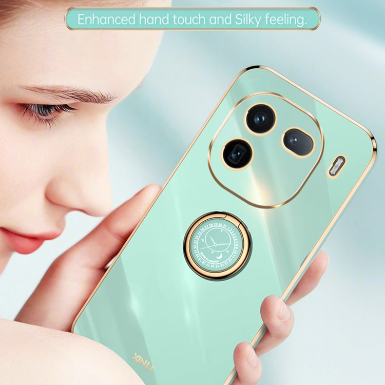 For vivo iQOO 12 5G XINLI Straight Edge 6D Electroplate TPU Phone Case with Ring Holder(Cherry Purple) - vivo Cases by XINLI | Online Shopping South Africa | PMC TechLife | Buy Now Pay Later Mobicred