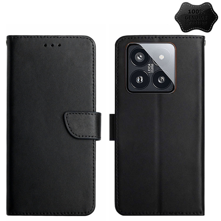For Xiaomi 14 Genuine Leather Fingerprint-proof Flip Phone Case(Black) - 14 Cases by PMC TechLife | Online Shopping South Africa | PMC TechLife | Buy Now Pay Later Mobicred