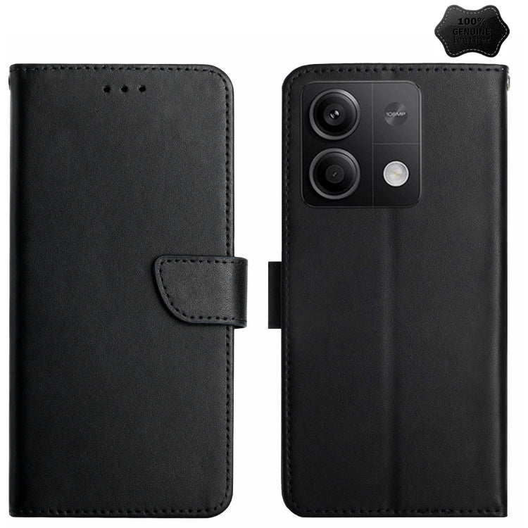 For Xiaomi Redmi Note 13 Pro 4G Global Genuine Leather Fingerprint-proof Flip Phone Case(Black) - Note 13 Pro Cases by PMC TechLife | Online Shopping South Africa | PMC TechLife