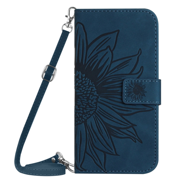 For Xiaomi Poco F5 Pro Skin Feel Sun Flower Embossed Flip Leather Phone Case with Lanyard(Inky Blue) - Xiaomi Cases by PMC TechLife | Online Shopping South Africa | PMC TechLife | Buy Now Pay Later Mobicred