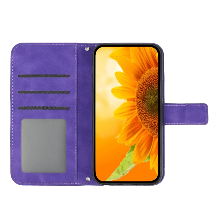 For Xiaomi 14 Skin Feel Sun Flower Embossed Flip Leather Phone Case with Lanyard(Dark Purple) - 14 Cases by PMC TechLife | Online Shopping South Africa | PMC TechLife | Buy Now Pay Later Mobicred