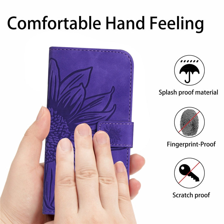 For Xiaomi 14 Skin Feel Sun Flower Embossed Flip Leather Phone Case with Lanyard(Dark Purple) - 14 Cases by PMC TechLife | Online Shopping South Africa | PMC TechLife | Buy Now Pay Later Mobicred