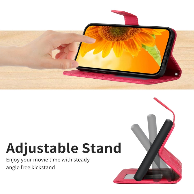 For Xiaomi 14 Skin Feel Sun Flower Embossed Flip Leather Phone Case with Lanyard(Rose Red) - 14 Cases by PMC TechLife | Online Shopping South Africa | PMC TechLife | Buy Now Pay Later Mobicred