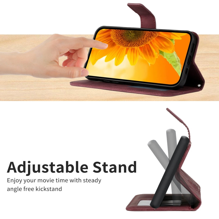 For Xiaomi 14 Skin Feel Sun Flower Embossed Flip Leather Phone Case with Lanyard(Wine Red) - 14 Cases by PMC TechLife | Online Shopping South Africa | PMC TechLife | Buy Now Pay Later Mobicred