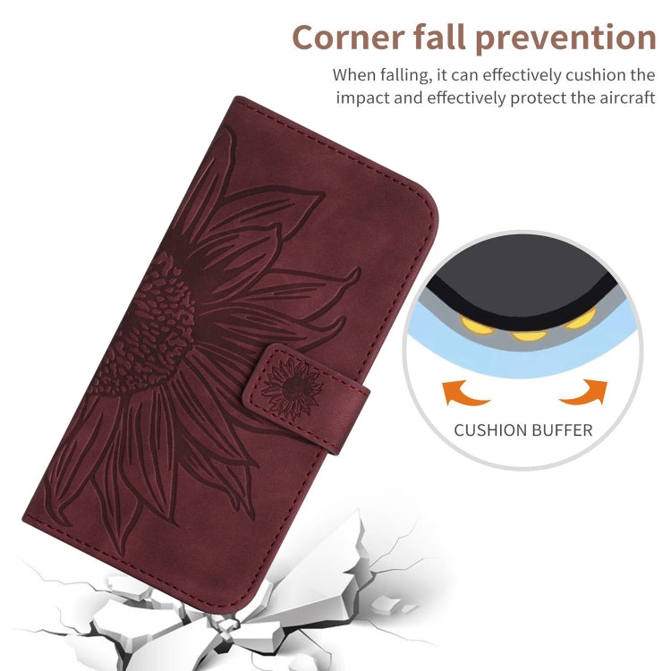 For Xiaomi 14 Skin Feel Sun Flower Embossed Flip Leather Phone Case with Lanyard(Wine Red) - 14 Cases by PMC TechLife | Online Shopping South Africa | PMC TechLife | Buy Now Pay Later Mobicred