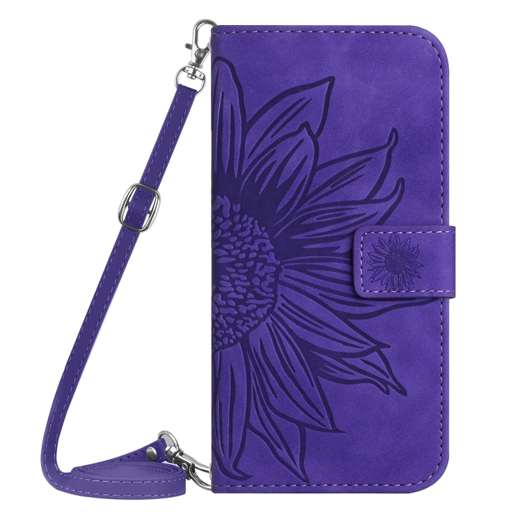 For Xiaomi 14 Pro Skin Feel Sun Flower Embossed Flip Leather Phone Case with Lanyard(Dark Purple) - 14 Pro Cases by PMC TechLife | Online Shopping South Africa | PMC TechLife | Buy Now Pay Later Mobicred