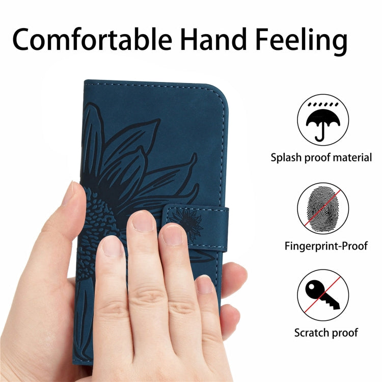 For Xiaomi 14 Pro Skin Feel Sun Flower Embossed Flip Leather Phone Case with Lanyard(Inky Blue) - 14 Pro Cases by PMC TechLife | Online Shopping South Africa | PMC TechLife | Buy Now Pay Later Mobicred