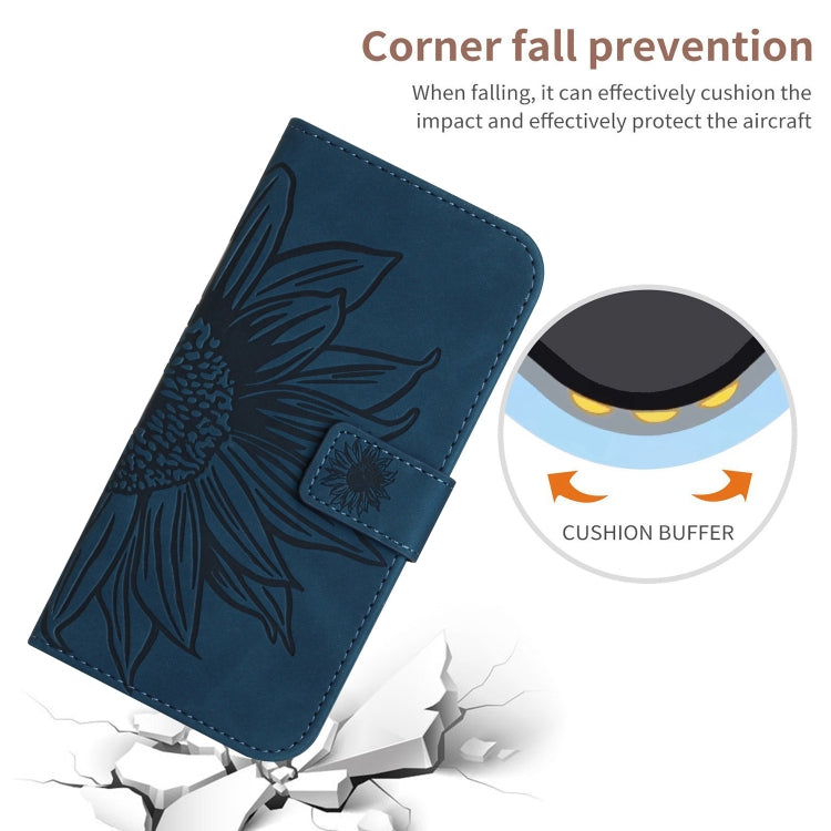 For Xiaomi 14 Pro Skin Feel Sun Flower Embossed Flip Leather Phone Case with Lanyard(Inky Blue) - 14 Pro Cases by PMC TechLife | Online Shopping South Africa | PMC TechLife | Buy Now Pay Later Mobicred