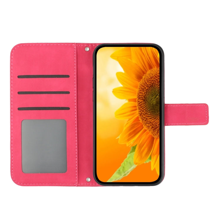 For Xiaomi 14 Pro Skin Feel Sun Flower Embossed Flip Leather Phone Case with Lanyard(Rose Red) - 14 Pro Cases by PMC TechLife | Online Shopping South Africa | PMC TechLife | Buy Now Pay Later Mobicred