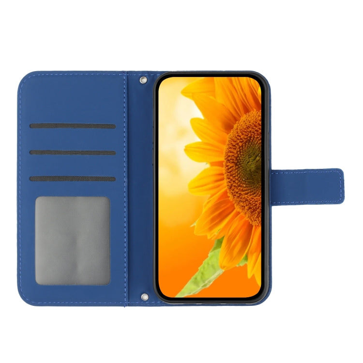 For Xiaomi 14 Pro Skin Feel Sun Flower Embossed Flip Leather Phone Case with Lanyard(Dark Blue) - 14 Pro Cases by PMC TechLife | Online Shopping South Africa | PMC TechLife | Buy Now Pay Later Mobicred