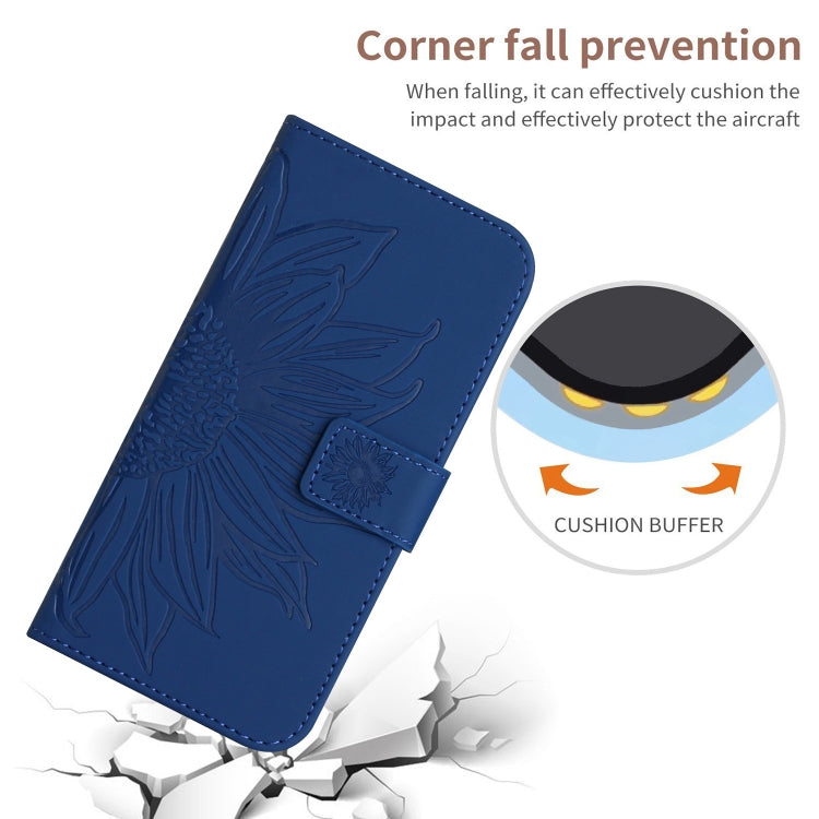 For Xiaomi 14 Pro Skin Feel Sun Flower Embossed Flip Leather Phone Case with Lanyard(Dark Blue) - 14 Pro Cases by PMC TechLife | Online Shopping South Africa | PMC TechLife | Buy Now Pay Later Mobicred