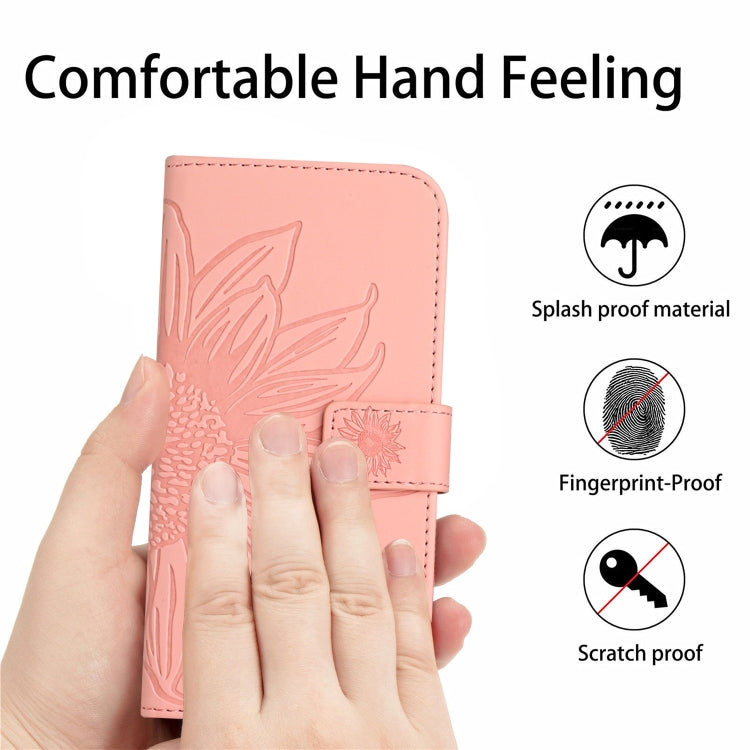 For Xiaomi 14 Pro Skin Feel Sun Flower Embossed Flip Leather Phone Case with Lanyard(Pink) - 14 Pro Cases by PMC TechLife | Online Shopping South Africa | PMC TechLife | Buy Now Pay Later Mobicred