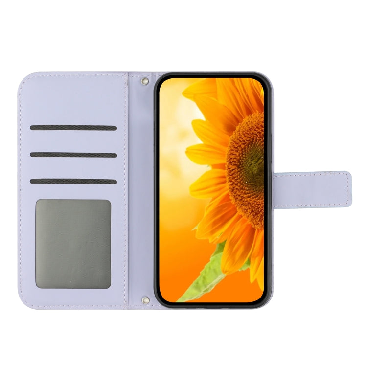 For Xiaomi 14 Pro Skin Feel Sun Flower Embossed Flip Leather Phone Case with Lanyard(Purple) - 14 Pro Cases by PMC TechLife | Online Shopping South Africa | PMC TechLife | Buy Now Pay Later Mobicred