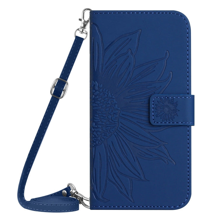 For Xiaomi Redmi 13C 5G Skin Feel Sun Flower Embossed Flip Leather Phone Case with Lanyard(Dark Blue) - 13C Cases by PMC TechLife | Online Shopping South Africa | PMC TechLife | Buy Now Pay Later Mobicred