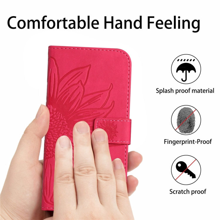 For Xiaomi Redmi A3 Skin Feel Sun Flower Embossed Flip Leather Phone Case with Lanyard(Rose Red) - Xiaomi Cases by PMC TechLife | Online Shopping South Africa | PMC TechLife | Buy Now Pay Later Mobicred