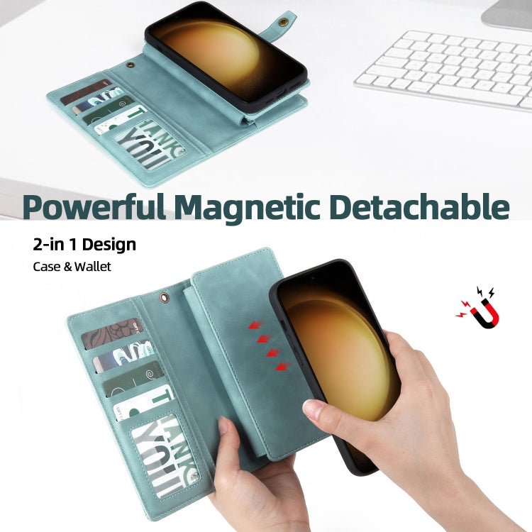 For Samsung Galaxy S23+ 5G Zipper Wallet Detachable MagSafe Leather Phone Case(Blue) - Galaxy S23+ 5G Cases by PMC TechLife | Online Shopping South Africa | PMC TechLife