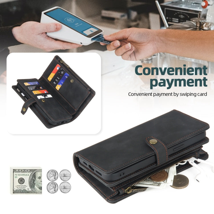 For Samsung Galaxy S22 Ultra 5G Zipper Wallet Detachable MagSafe Leather Phone Case(Black) - Galaxy S22 Ultra 5G Cases by PMC TechLife | Online Shopping South Africa | PMC TechLife