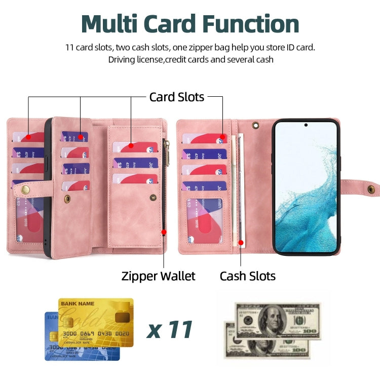 For Samsung Galaxy A54 5G Zipper Wallet Detachable MagSafe Leather Phone Case(Pink) - Galaxy Phone Cases by PMC TechLife | Online Shopping South Africa | PMC TechLife