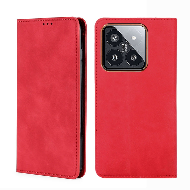 For Xiaomi 14 Pro Skin Feel Magnetic Leather Phone Case(Red) - 14 Pro Cases by PMC TechLife | Online Shopping South Africa | PMC TechLife | Buy Now Pay Later Mobicred