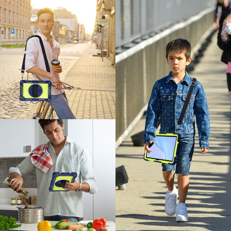 For Huawei MatePad SE 10.4 360 Degree Rotation PC Contrast Silicone Tablet Case(Navy Blue + Yellow Green) - Huawei by PMC TechLife | Online Shopping South Africa | PMC TechLife | Buy Now Pay Later Mobicred