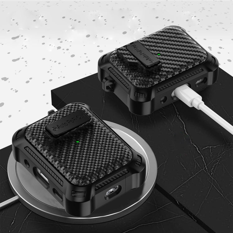 For AirPods Pro 2 Alpha Carbon Fiber Wireless Bluetooth Earphone Protective Case(Purple) - For AirPods Pro 2 by PMC Jewellery | Online Shopping South Africa | PMC Jewellery | Buy Now Pay Later Mobicred