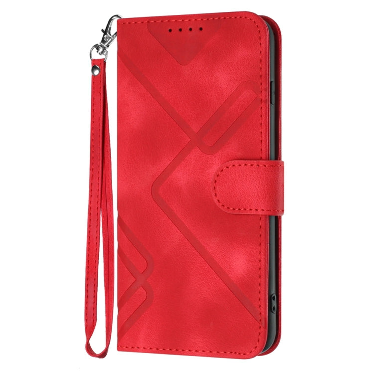 For iPhone 16 Pro Max Line Pattern Skin Feel Leather Phone Case(Red) - iPhone 16 Pro Max Cases by PMC TechLife | Online Shopping South Africa | PMC TechLife | Buy Now Pay Later Mobicred