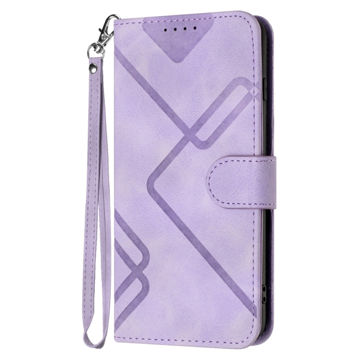 For iPhone 16 Line Pattern Skin Feel Leather Phone Case(Light Purple) - iPhone 16 Cases by PMC TechLife | Online Shopping South Africa | PMC TechLife | Buy Now Pay Later Mobicred