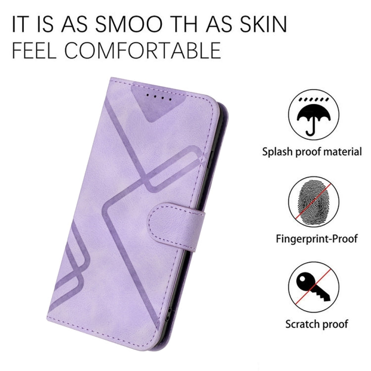 For iPhone 16 Line Pattern Skin Feel Leather Phone Case(Light Purple) - iPhone 16 Cases by PMC TechLife | Online Shopping South Africa | PMC TechLife | Buy Now Pay Later Mobicred