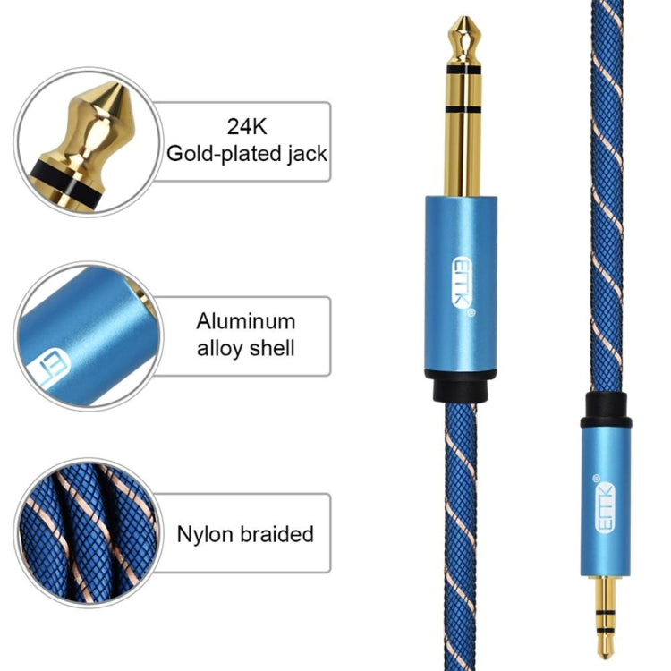 EMK 3.5mm Jack Male to 6.35mm Jack Male Gold Plated Connector Nylon Braid AUX Cable for Computer / X-BOX / PS3 / CD / DVD, Cable Length:1m(Dark Blue) - Audio Optical Cables by EMK | Online Shopping South Africa | PMC TechLife | Buy Now Pay Later Mobicred