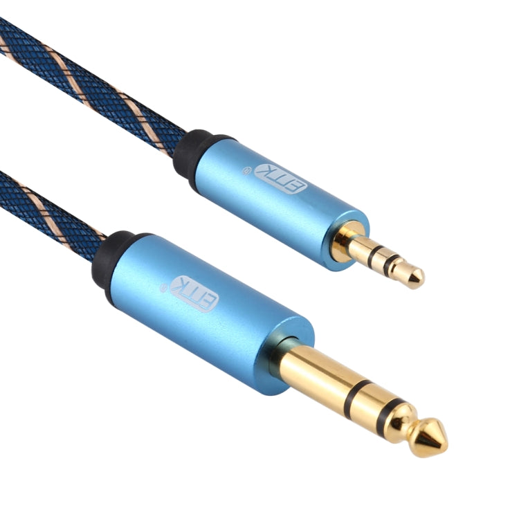EMK 3.5mm Jack Male to 6.35mm Jack Male Gold Plated Connector Nylon Braid AUX Cable for Computer / X-BOX / PS3 / CD / DVD, Cable Length:1.5m(Dark Blue) - Audio Optical Cables by EMK | Online Shopping South Africa | PMC TechLife | Buy Now Pay Later Mobicred