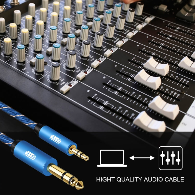 EMK 3.5mm Jack Male to 6.35mm Jack Male Gold Plated Connector Nylon Braid AUX Cable for Computer / X-BOX / PS3 / CD / DVD, Cable Length:1.5m(Dark Blue) - Audio Optical Cables by EMK | Online Shopping South Africa | PMC TechLife | Buy Now Pay Later Mobicred