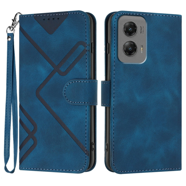 For Motorola Moto G Stylus 5G 2024 Line Pattern Skin Feel Leather Phone Case(Royal Blue) - Motorola Cases by PMC Jewellery | Online Shopping South Africa | PMC Jewellery | Buy Now Pay Later Mobicred