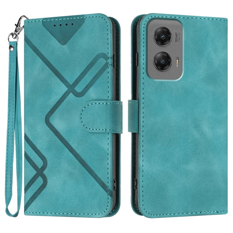 For Motorola Moto G Stylus 5G 2024 Line Pattern Skin Feel Leather Phone Case(Light Blue) - Motorola Cases by PMC Jewellery | Online Shopping South Africa | PMC Jewellery | Buy Now Pay Later Mobicred