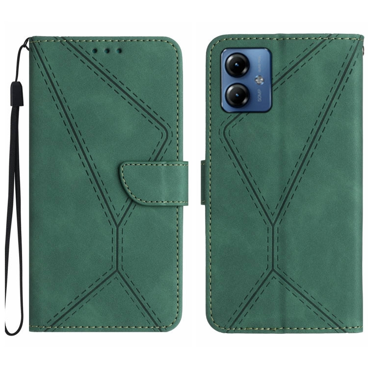 For Motorola Moto G14 Stitching Embossed Leather Phone Case(Green) - free shipping - PMC TechLife - Order now!