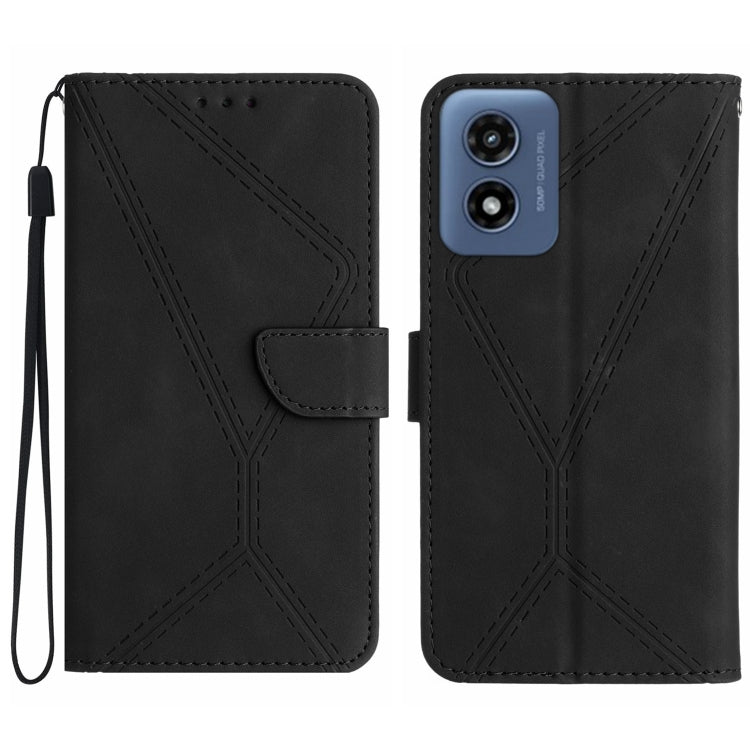 For Motorola Moto E14 Stitching Embossed Leather Phone Case(Black) - free shipping - PMC TechLife - Order now!
