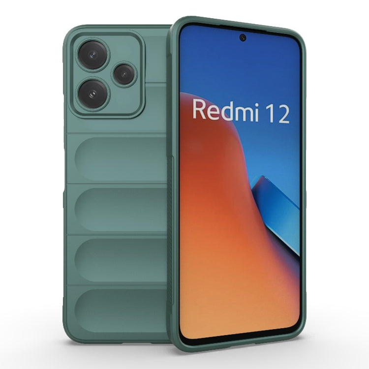 For Xiaomi Redmi 12 5G Magic Shield TPU + Flannel Phone Case(Dark Green) - Xiaomi Cases by PMC TechLife | Online Shopping South Africa | PMC TechLife | Buy Now Pay Later Mobicred