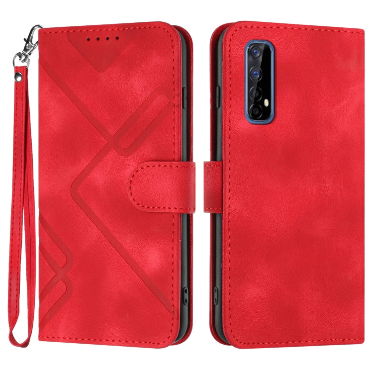 For Realme 7 / Narzo 20 Pro Line Pattern Skin Feel Leather Phone Case(Red) - Realme Cases by PMC TechLife | Online Shopping South Africa | PMC TechLife | Buy Now Pay Later Mobicred
