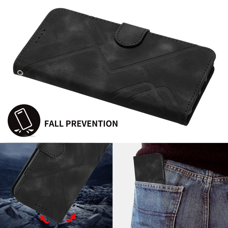 For OPPO A79 Line Pattern Skin Feel Leather Phone Case(Black) - OPPO Cases by PMC TechLife | Online Shopping South Africa | PMC TechLife